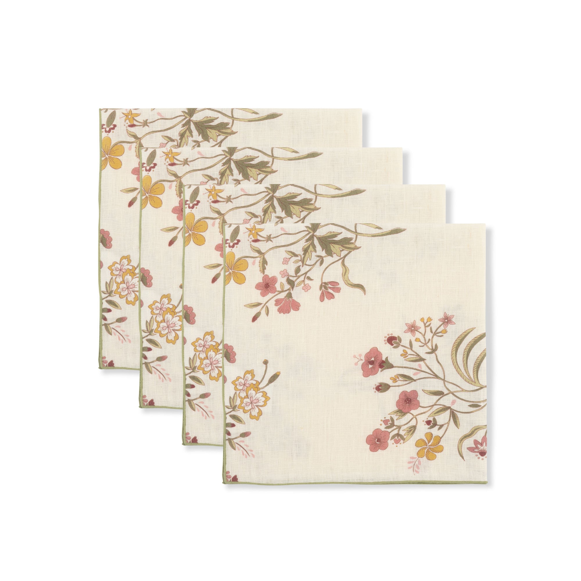 Set of Scarlet Flax & Field Flowers Printed Napkins