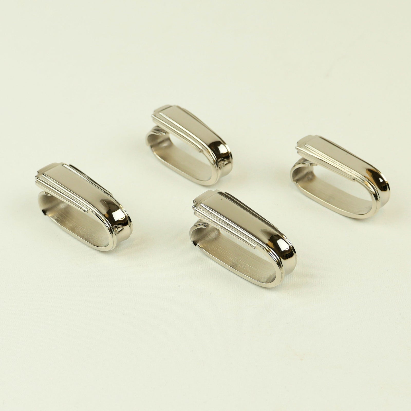 Nickel Napkin Ring Art Deco Set of 4
