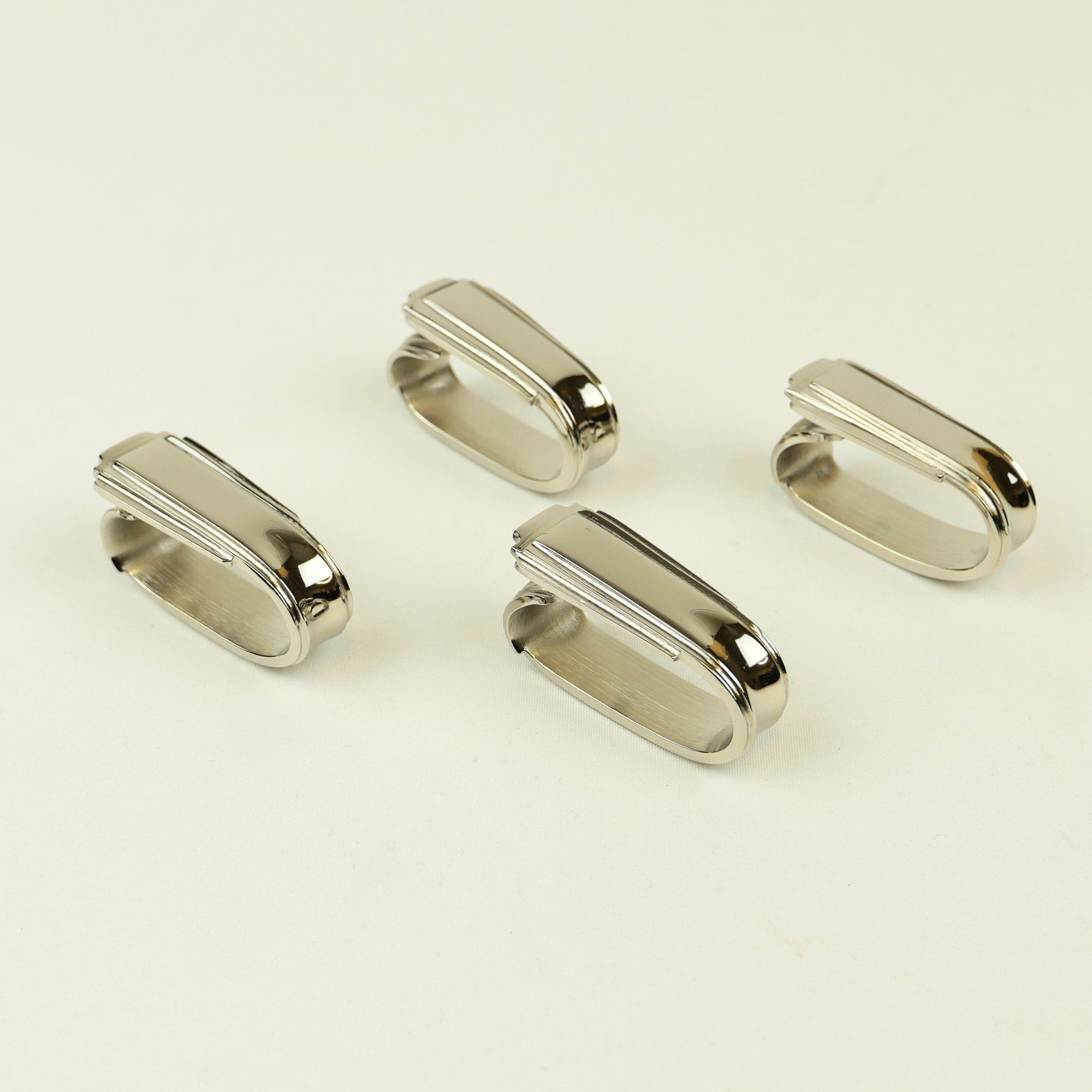 Nickel Napkin Ring Art Deco Set of 4