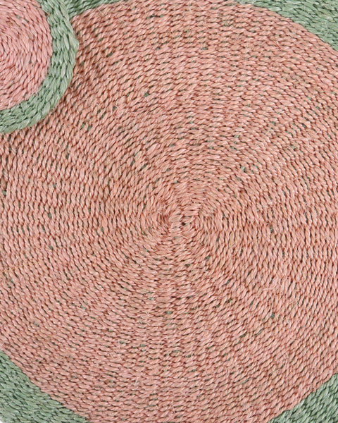 ZAMBARAU: Dusty Pink and Sapling Green Sisal Circular Placemat