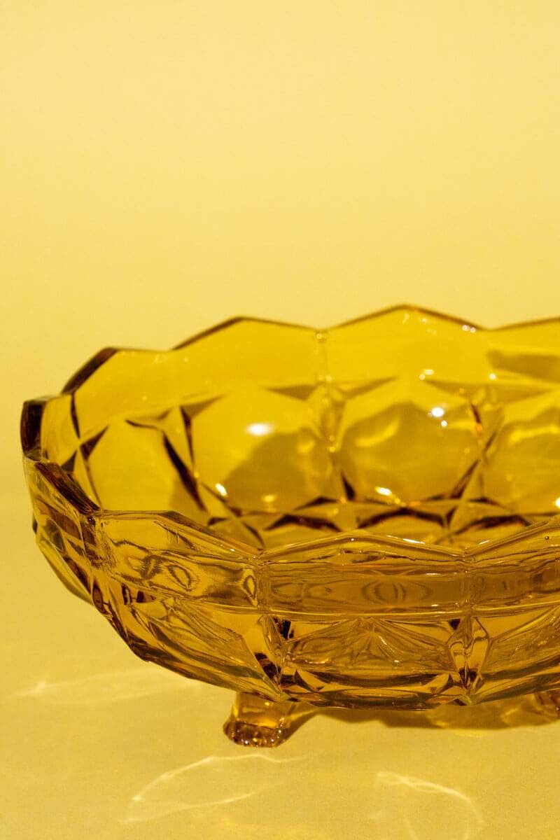 Vintage Amber Glass Fruit Bowl