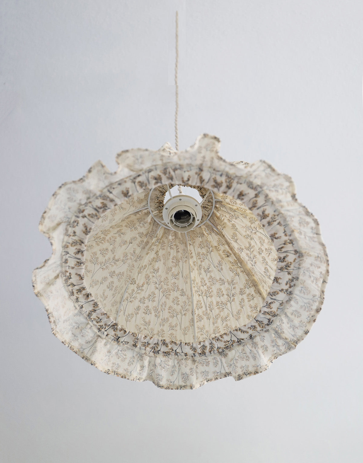 Rounded Dome Pendant Light with Ruffles Margaret Printed ‘Twig’