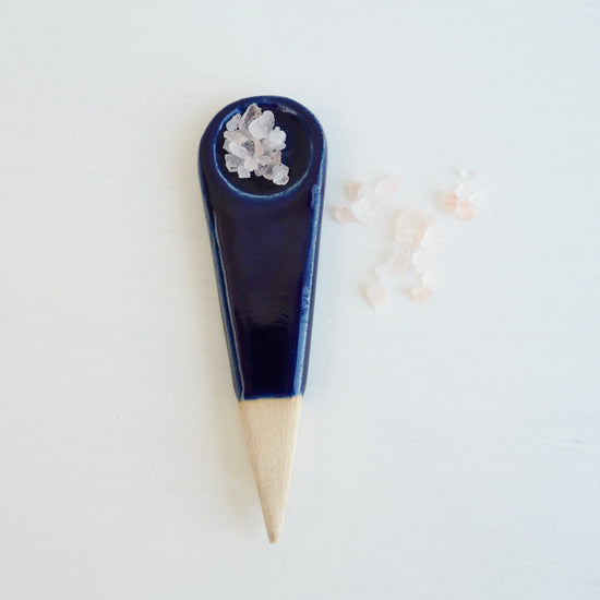 Handmade Mini Royal Blue Gloss Pottery Salt /  Spice Spoon