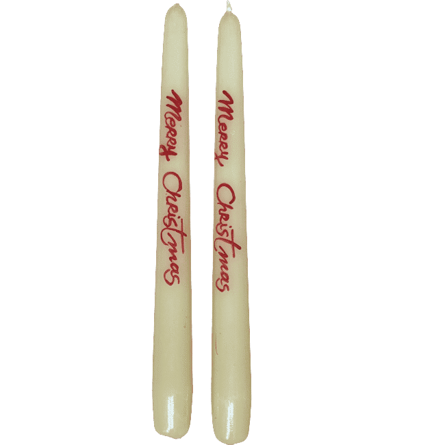 Set of 2 Merry Christmas Taper Candles