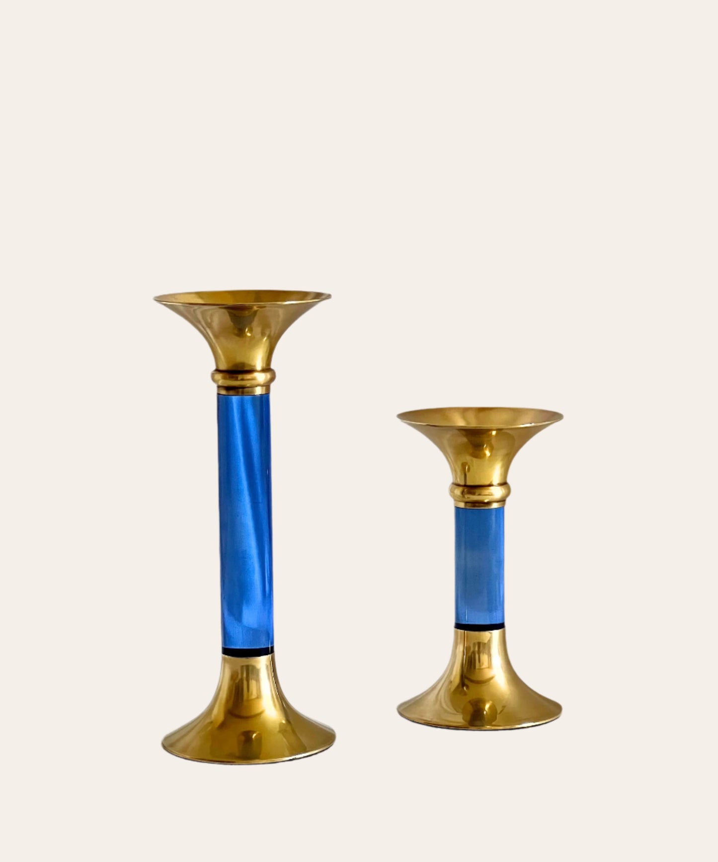 Brass and Acrylic Candleholder | Large | Royal Blue