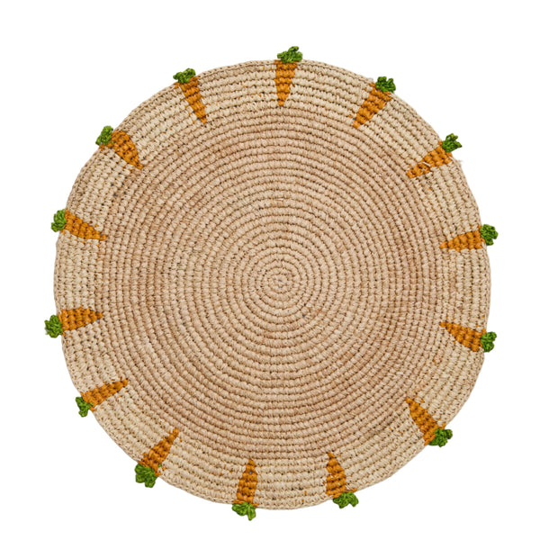 Handwoven Carrot Round Raffia Placemat – Artisan Table Décor