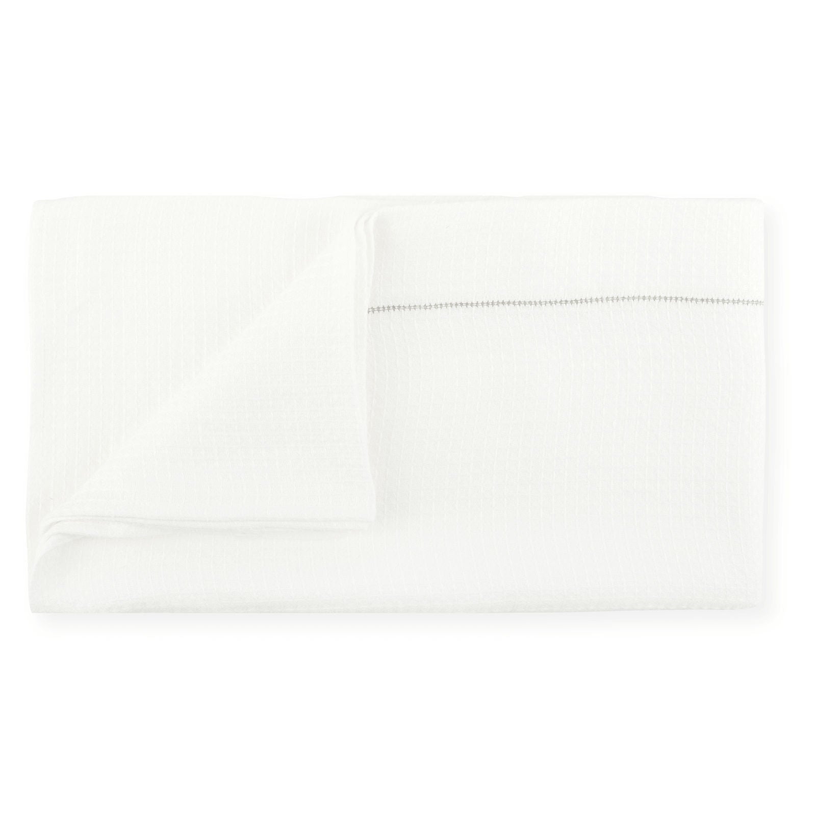 Personalised Liège Bath Sheet in Ivory White Waffle with Olive Green Hemstitch