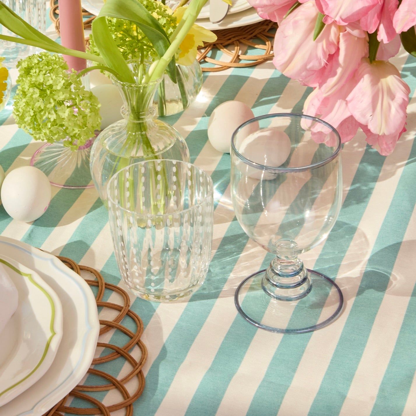 Clear White Speckled Water Glasses (set of 6)