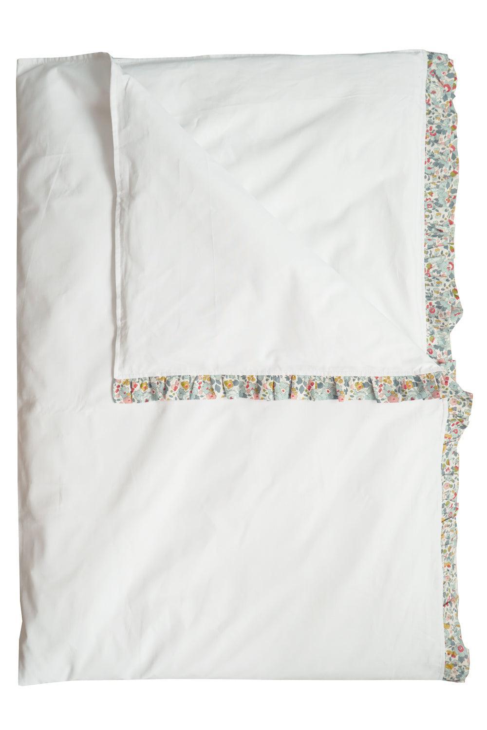 Frill Edge White Bedding Made With Liberty Fabric Betsy Grey