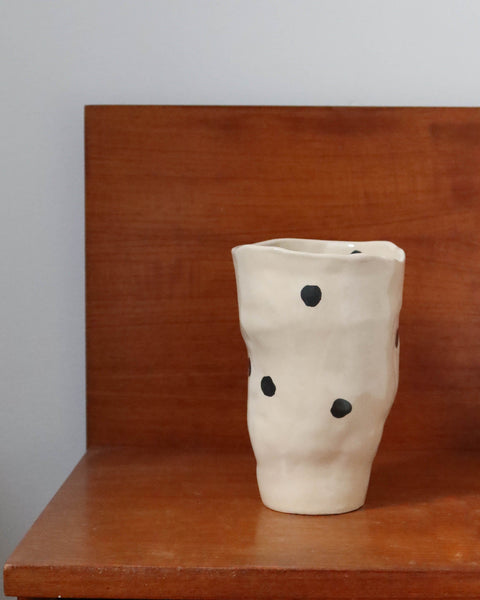 Asymmetrical Vase - Bold Black Dots