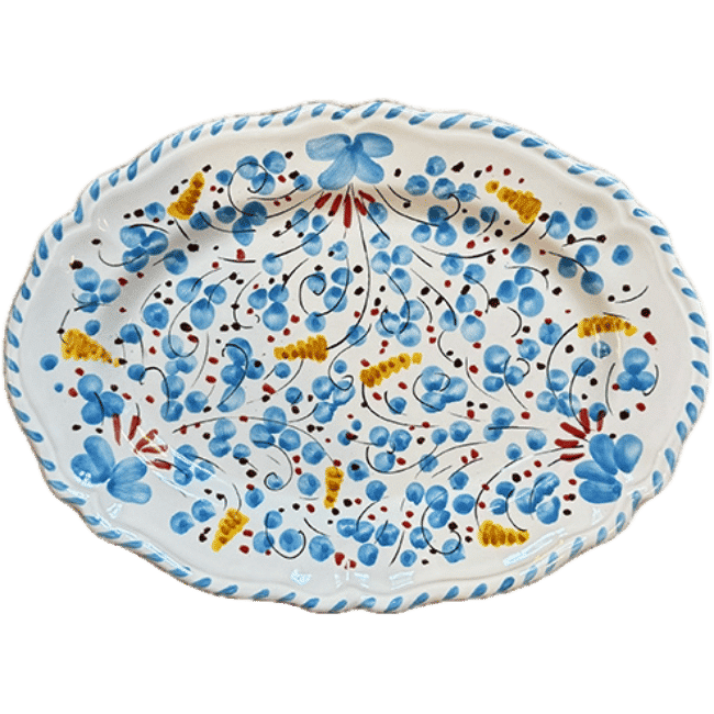 Deruta Oval Platter 32 cm Turquoise