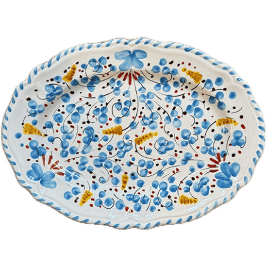 Deruta Oval Platter 32 cm Turquoise