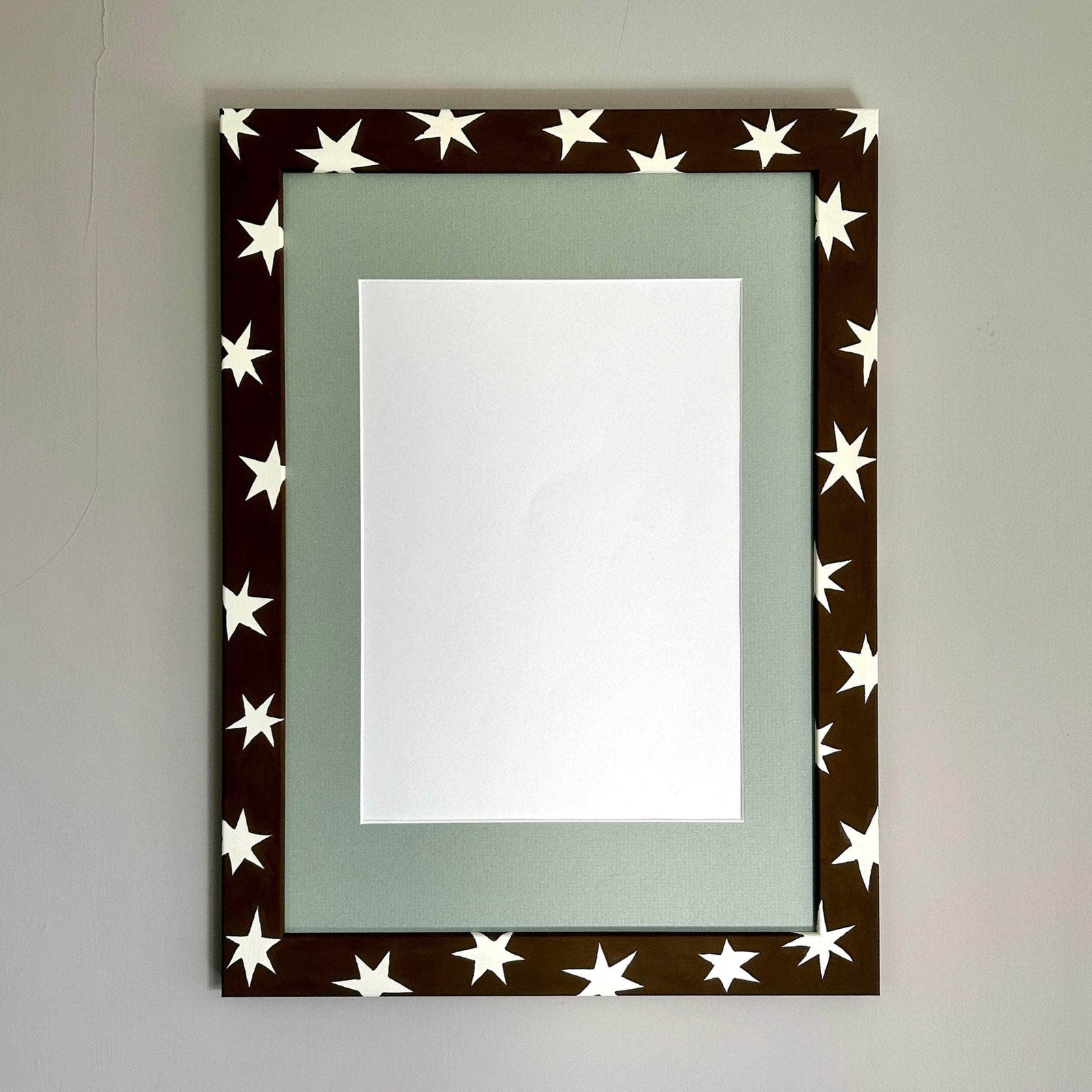 Painted Wood Picture Frame, Chocolate Brown Shooting Stars