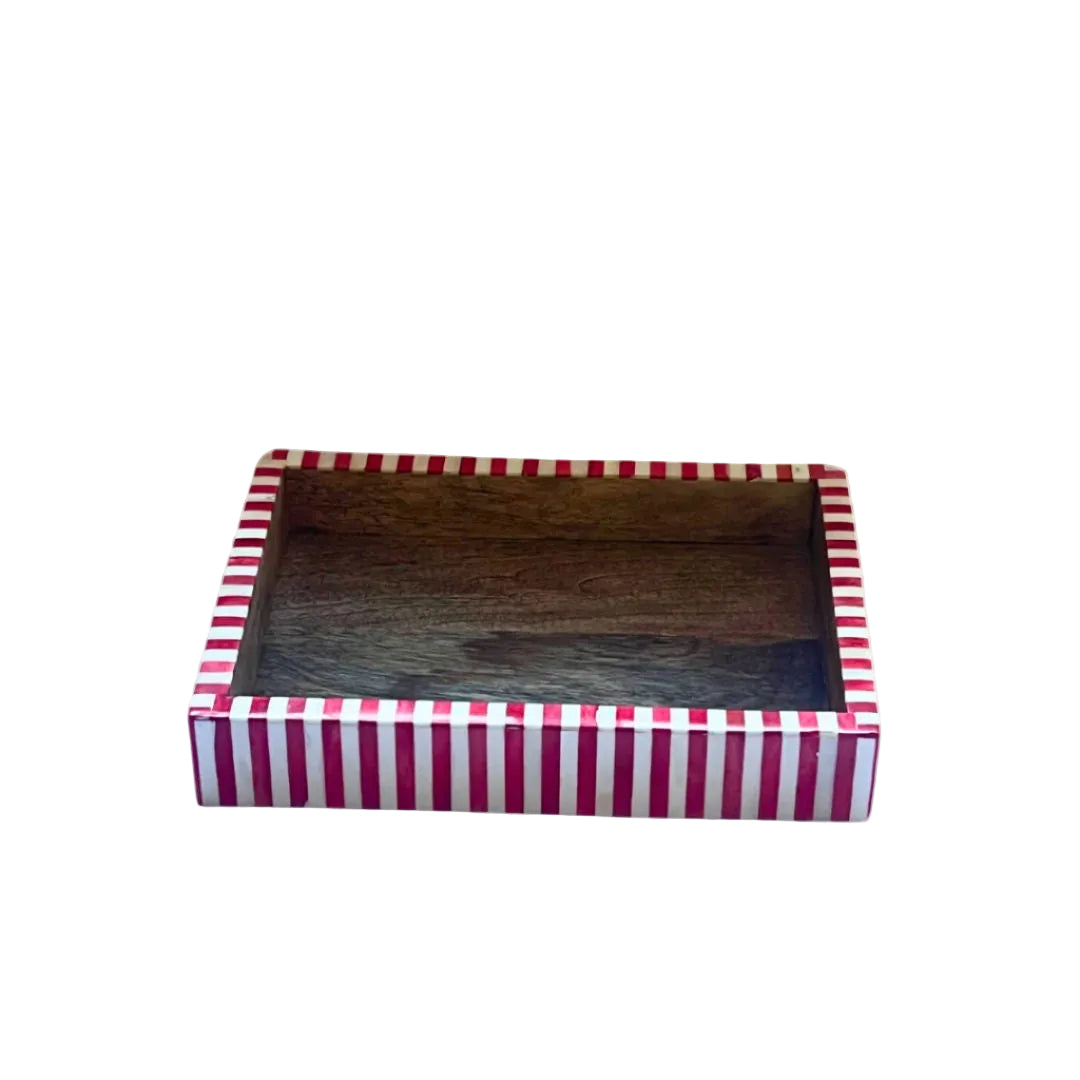 Rectangular Inlay Tray | Small |  Red | Striped