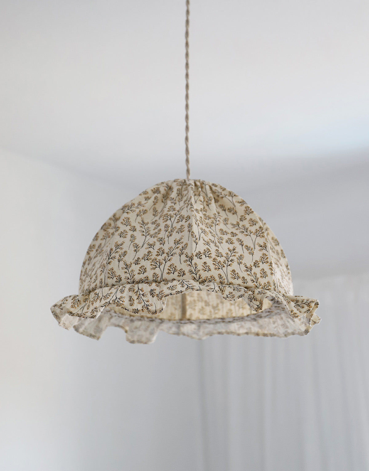 Rounded Dome Pendant Light with Ruffles Margaret Printed ‘Twig’