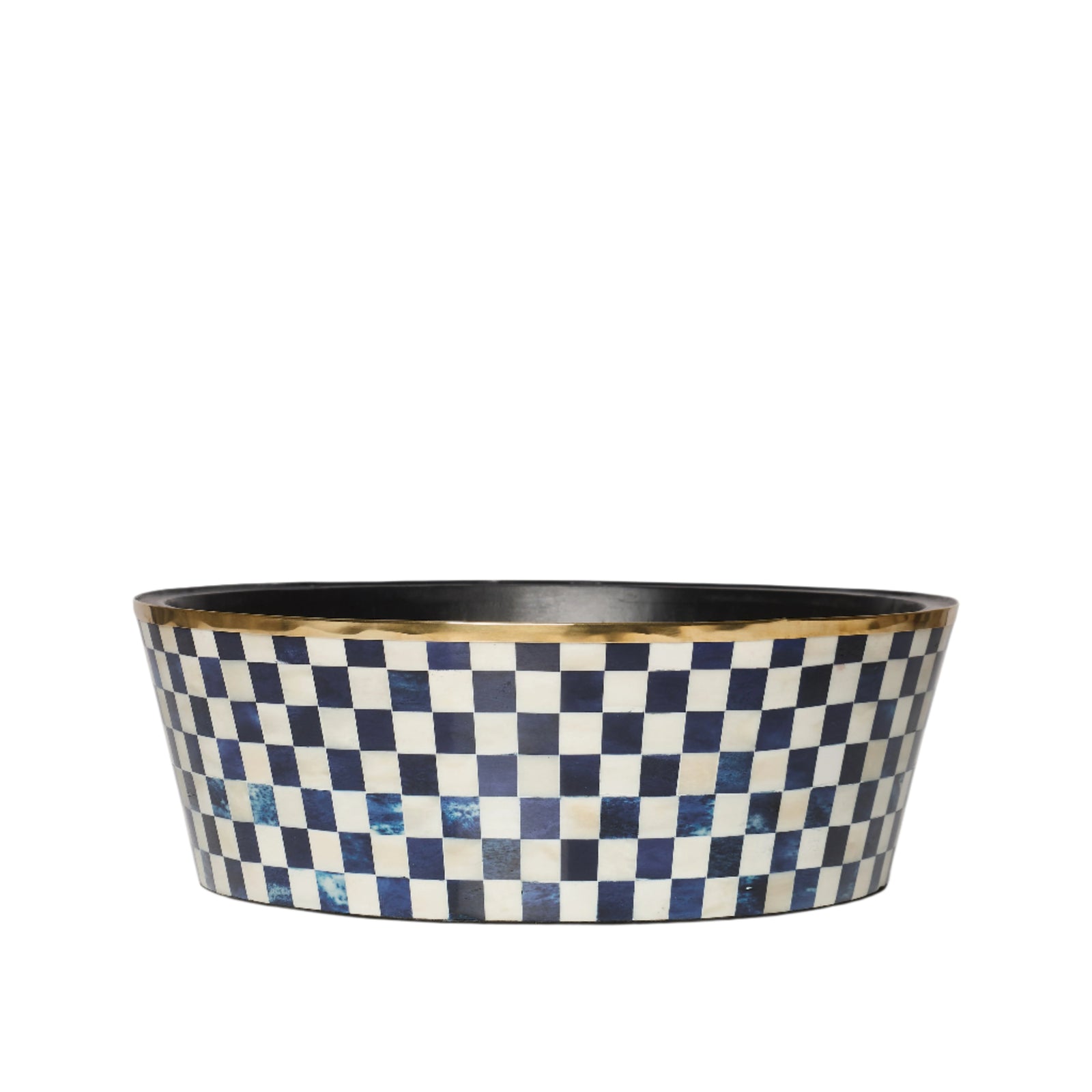 Round Inlay Planter | Large | Blue | Chequered