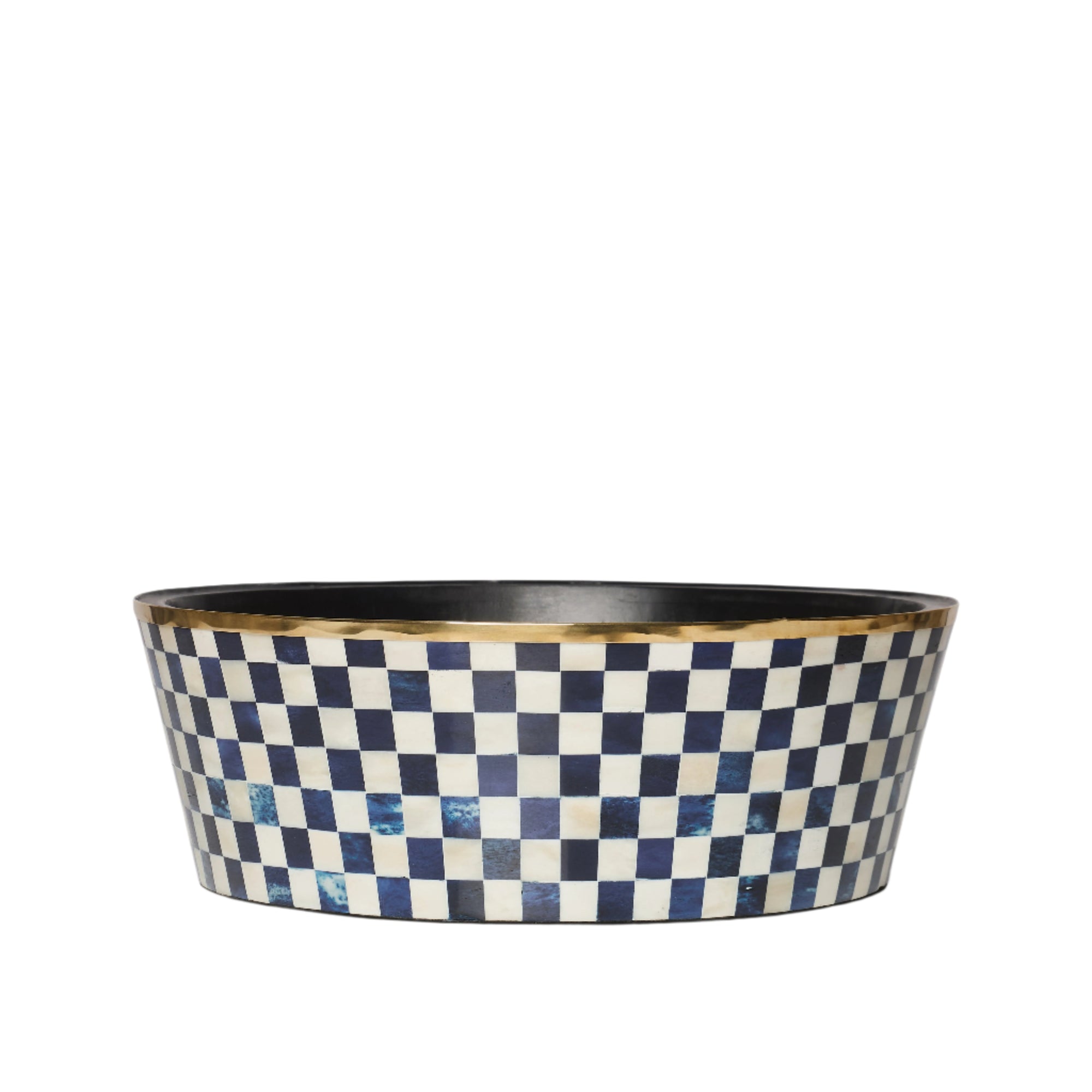 Round Inlay Planter | Large | Blue | Chequered