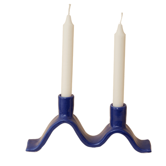 Small Wavy Candelabra - Blue