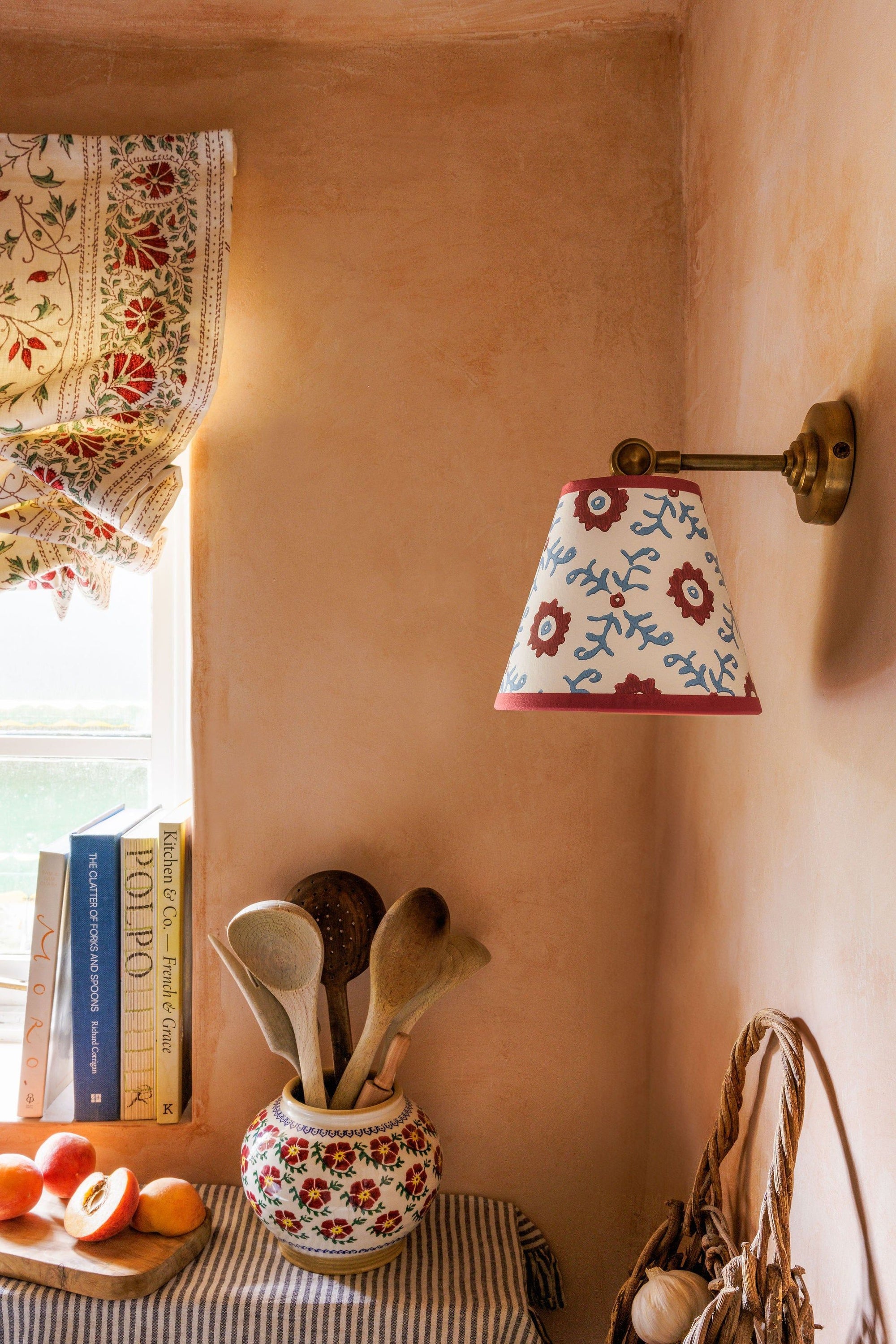 Folk Flower Mini Lampshade - Red / Blue