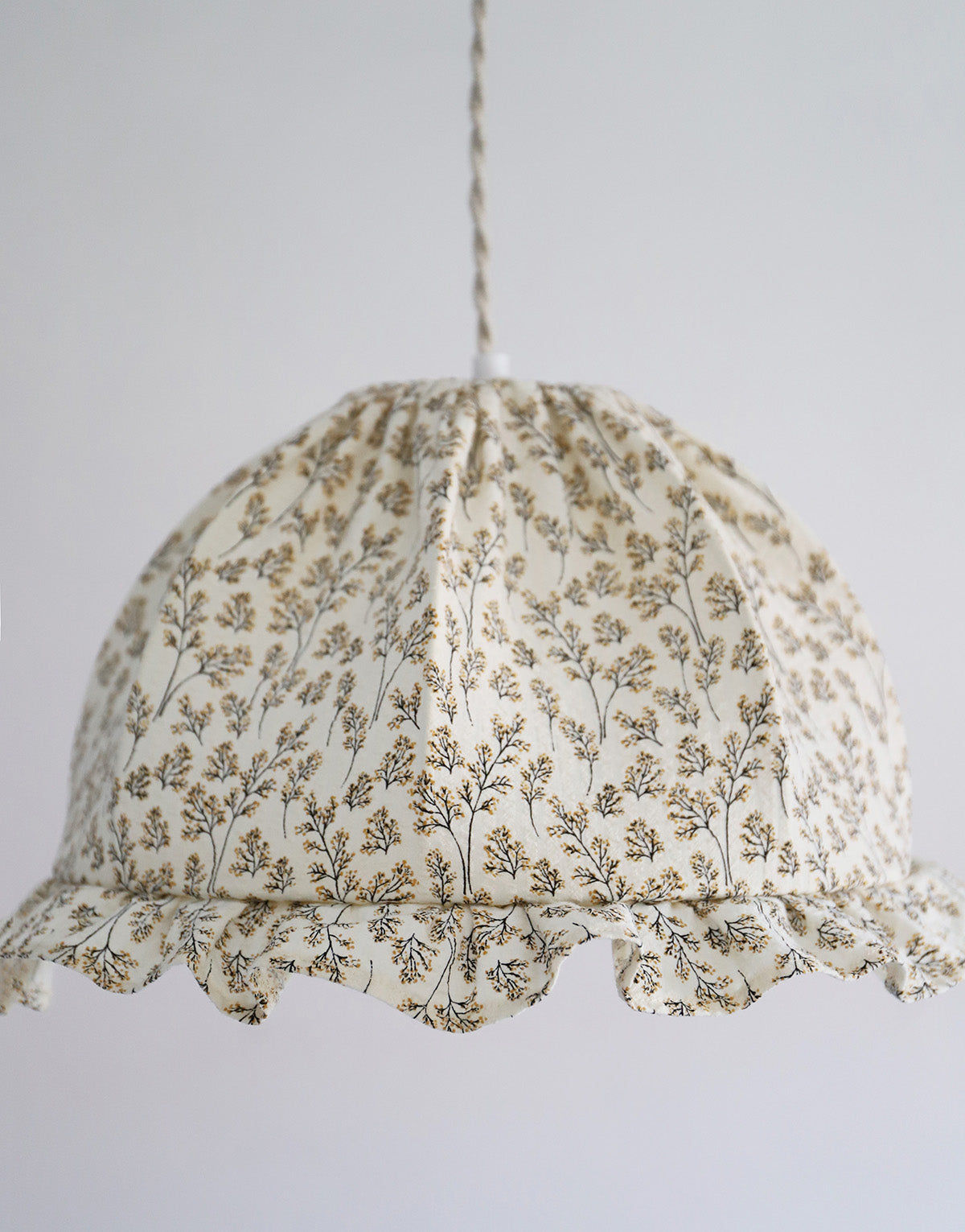 Rounded Dome Pendant Light with Ruffles Margaret Printed ‘Twig’