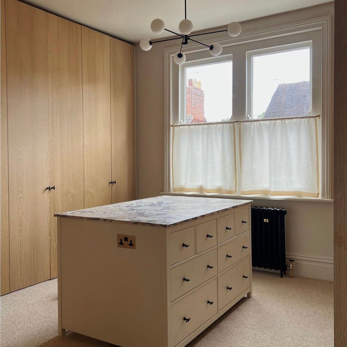 Cafe curtain 23 - Pocket Top - Elderfield Vellum - Pole Width 72.5cm x Drop 45cm