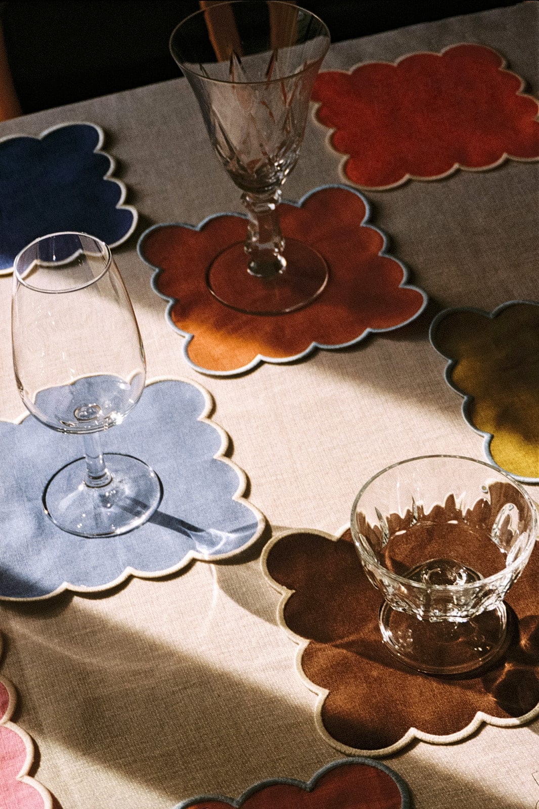 Zero-Waste Scalloped Linen Cocktail Napkins Sky Blue - Set of 4