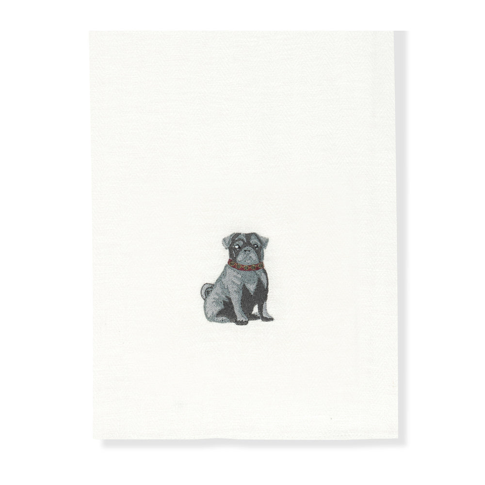 Kitchen Towel with Pug Embroidery