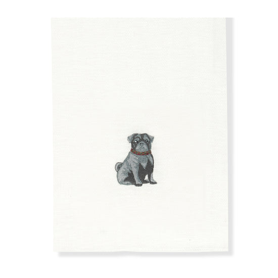 Kitchen Towel with Pug Embroidery