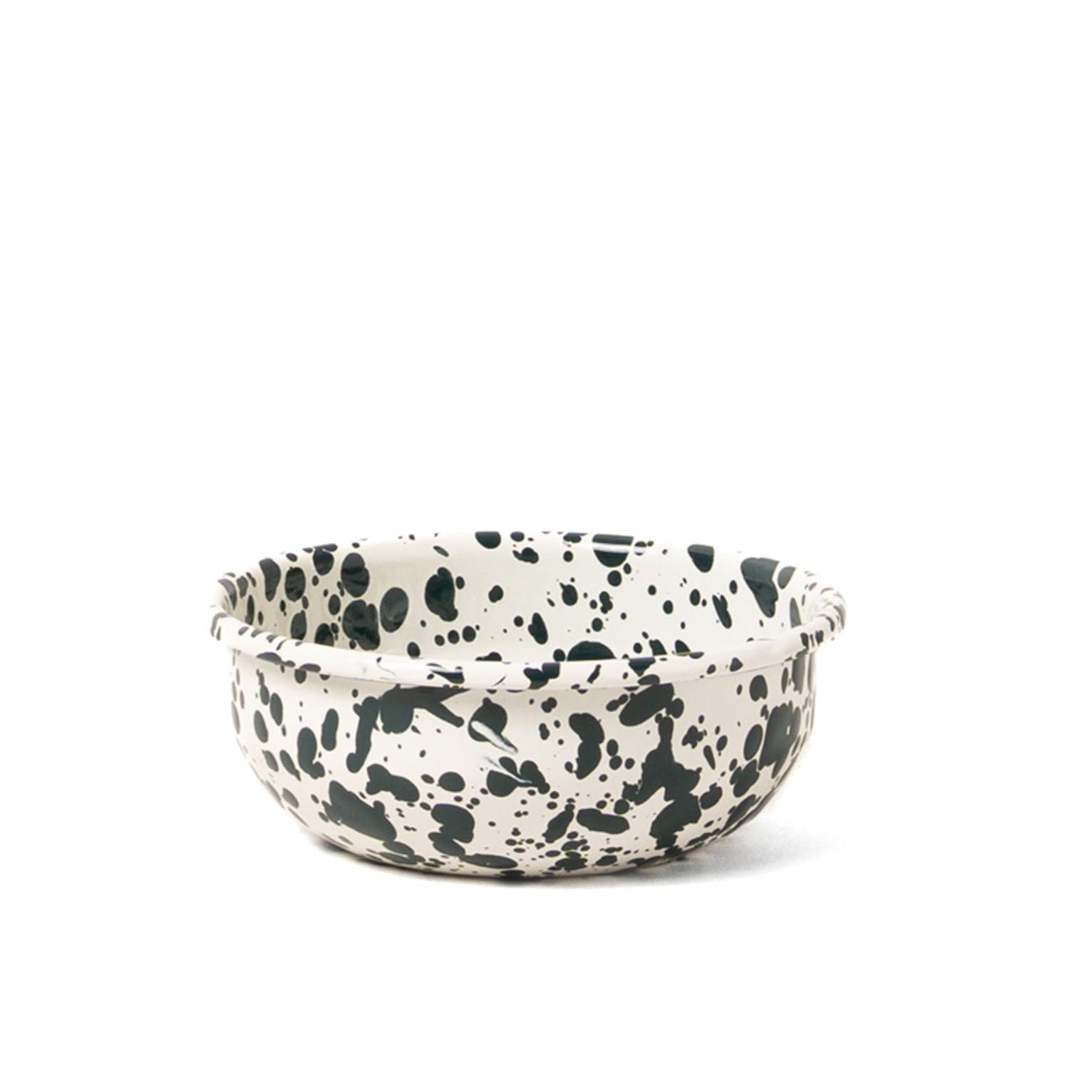 Splatter Enamel Snack Bowl - Cream / Dark Green