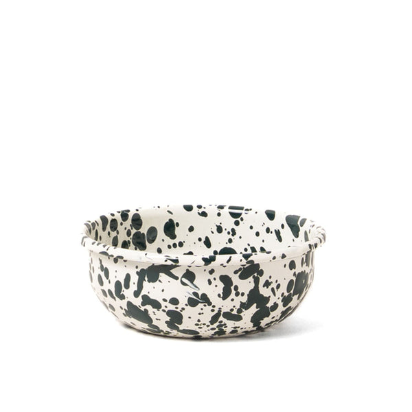 Splatter Enamel Snack Bowl - Cream / Dark Green