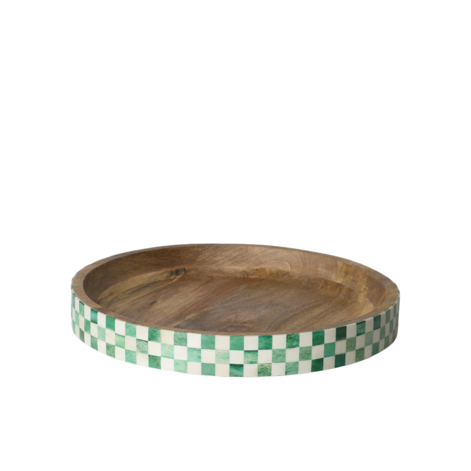 Round Inlay Tray | Green | Chequered
