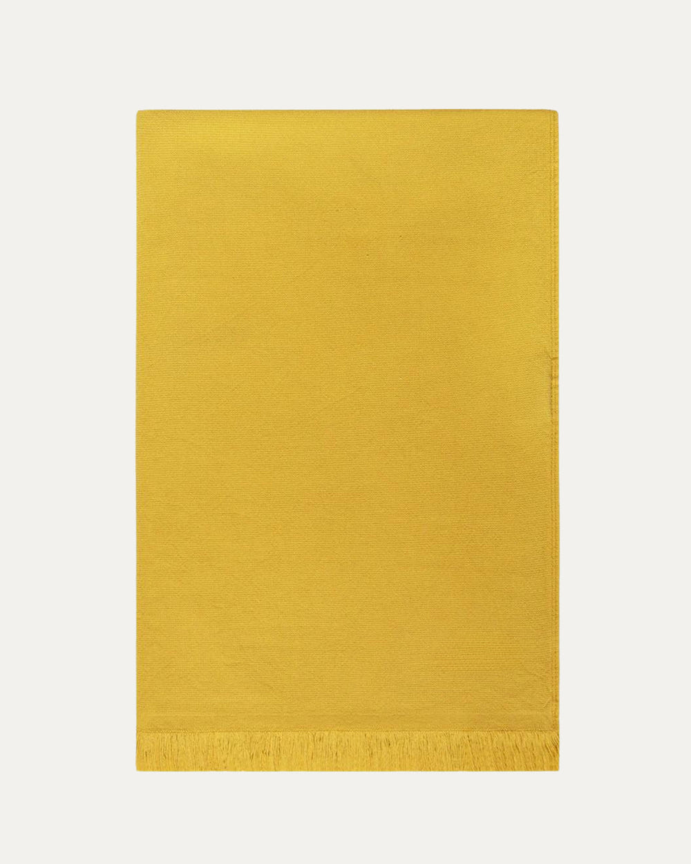 Cotton Beach Towel with Frayed Edge - Mustard