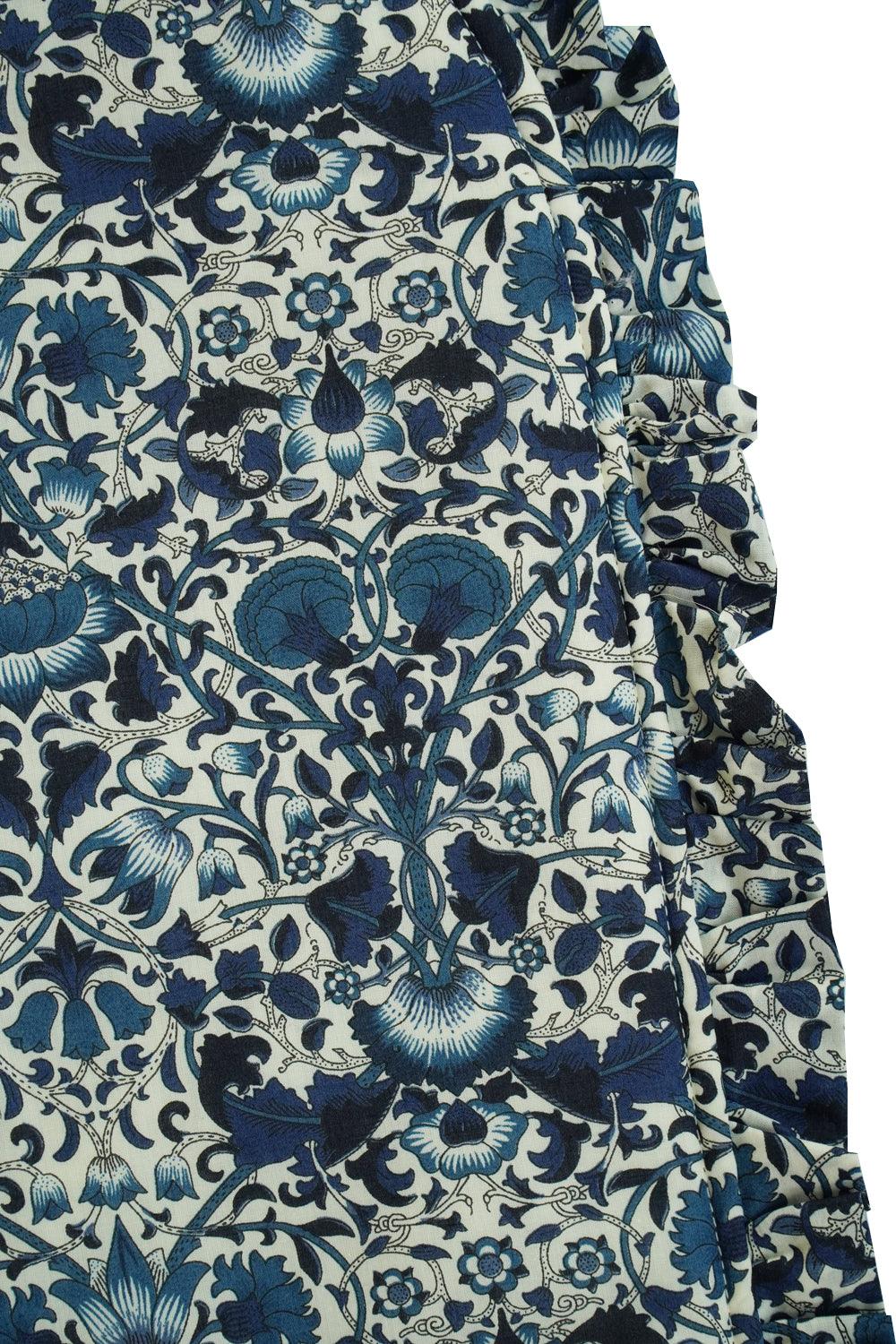 Liberty Fabric Ruffle Edge Hot Water Bottle LODDEN NAVY