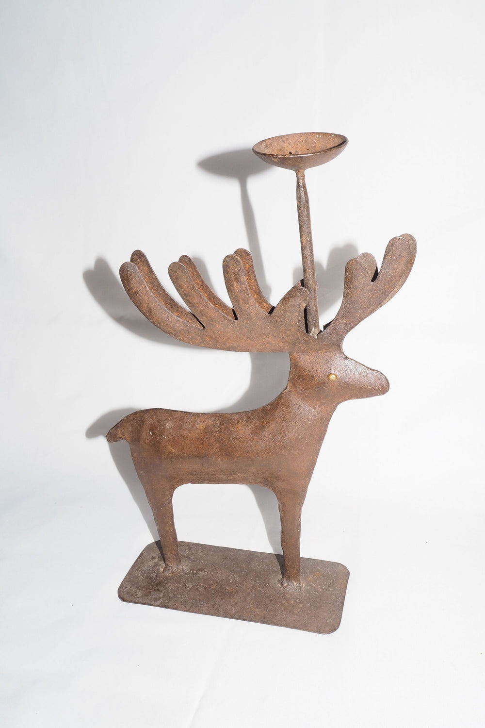 Folk Art Moose Candlestick