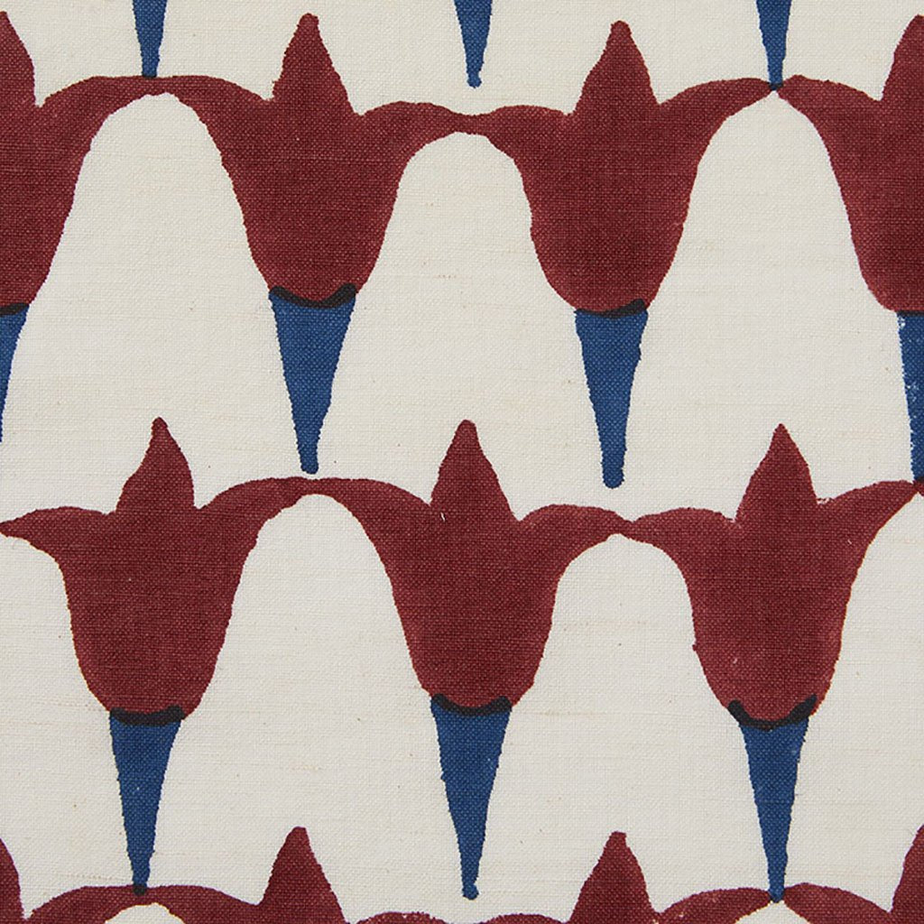 Tulip Block Printed Fabric Linen/Cotton Iron/Indigo