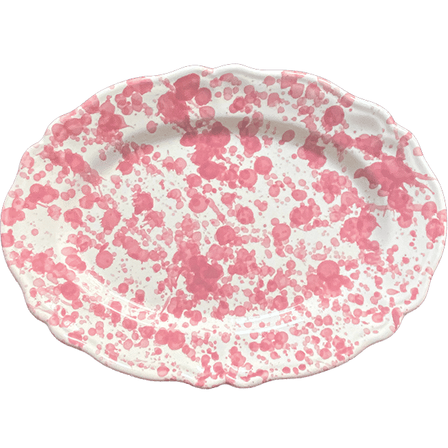 Pink Dotted Oval Platter - 32 cm