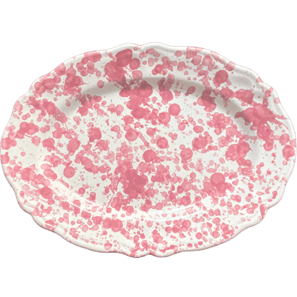 Pink Dotted Oval Platter - 32 cm
