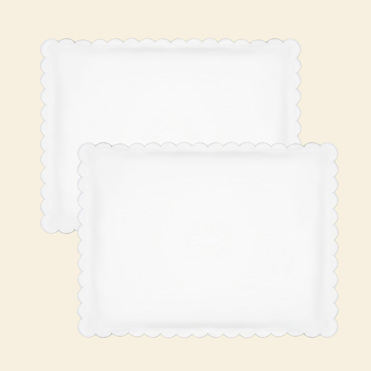 The Scalloped Pillowcases in White Cotton Percale (Set of 2)