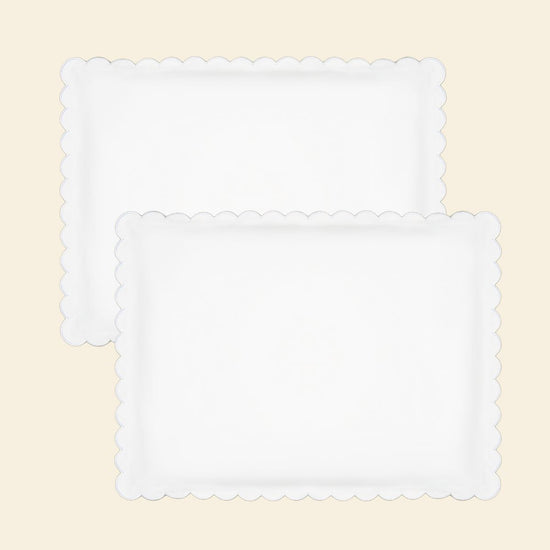 The Scalloped Pillowcases in White Cotton Percale (Set of 2)