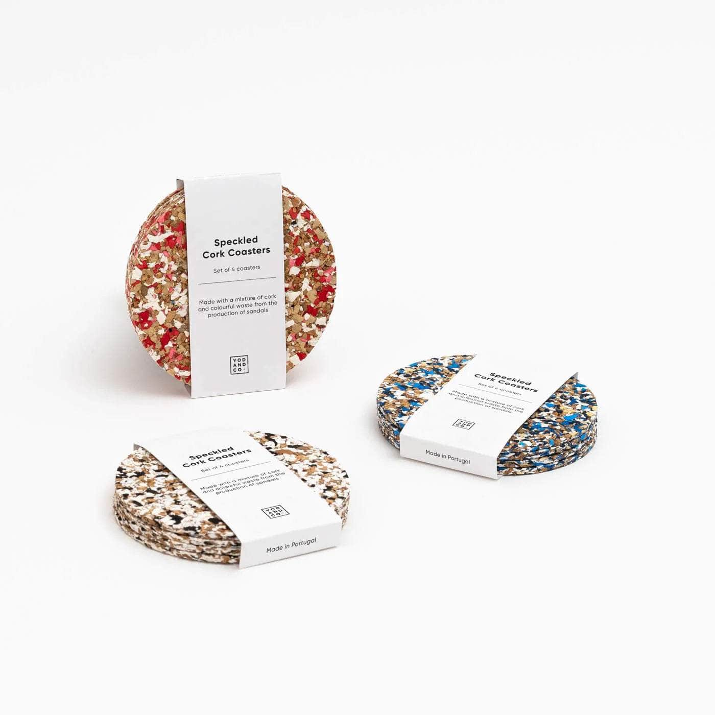 Red Speckled Round Cork Coasters - Set of 4