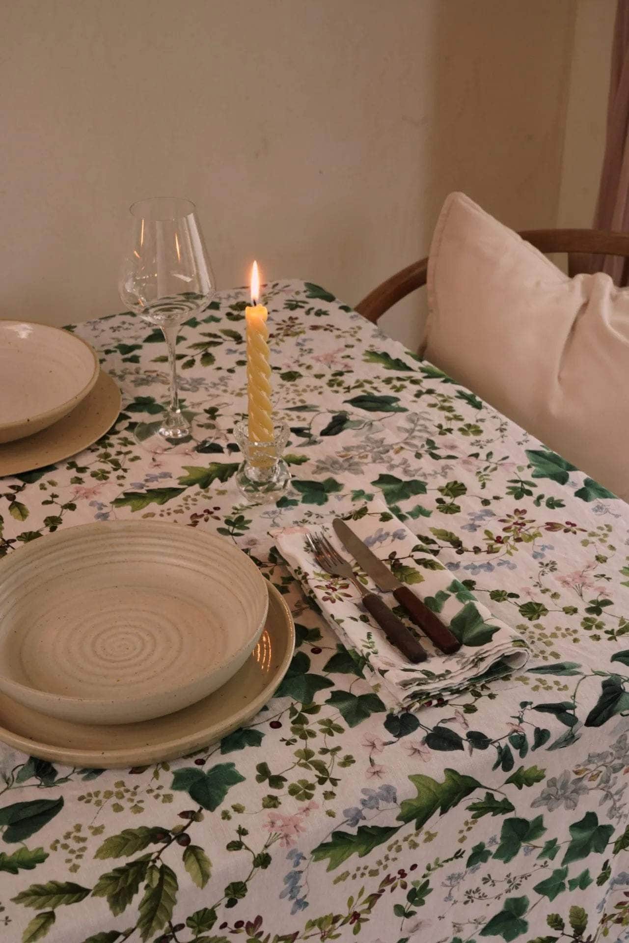 Winter Wildflowers Linen Tablecloth