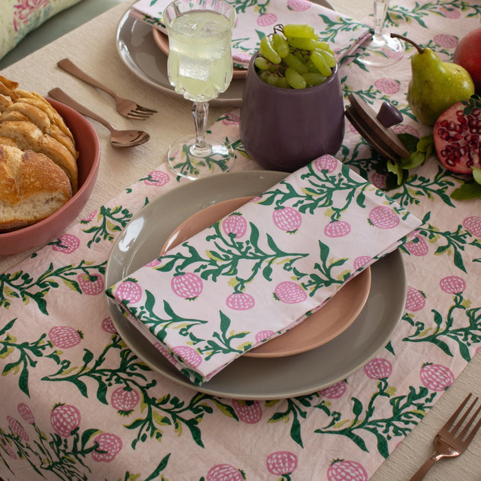 Rasa - Pure Cotton Table Napkin Set of 2 - Pastel Pink