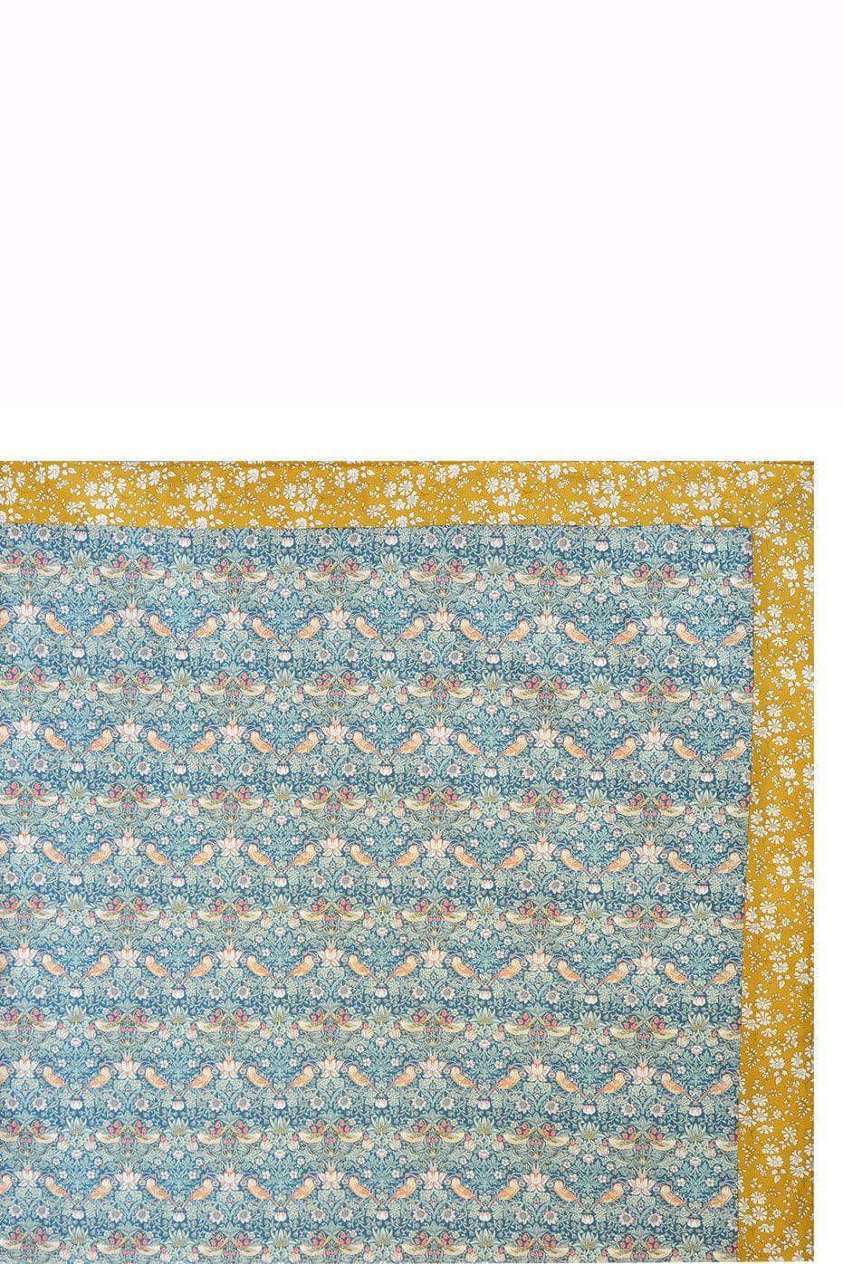 Picnic Blanket Made With Liberty Fabric Strawberry Thief & Capel Mustard