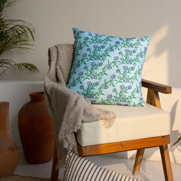 Rasa - Pure Linen Throw Pillow Cover - Pastel Blue