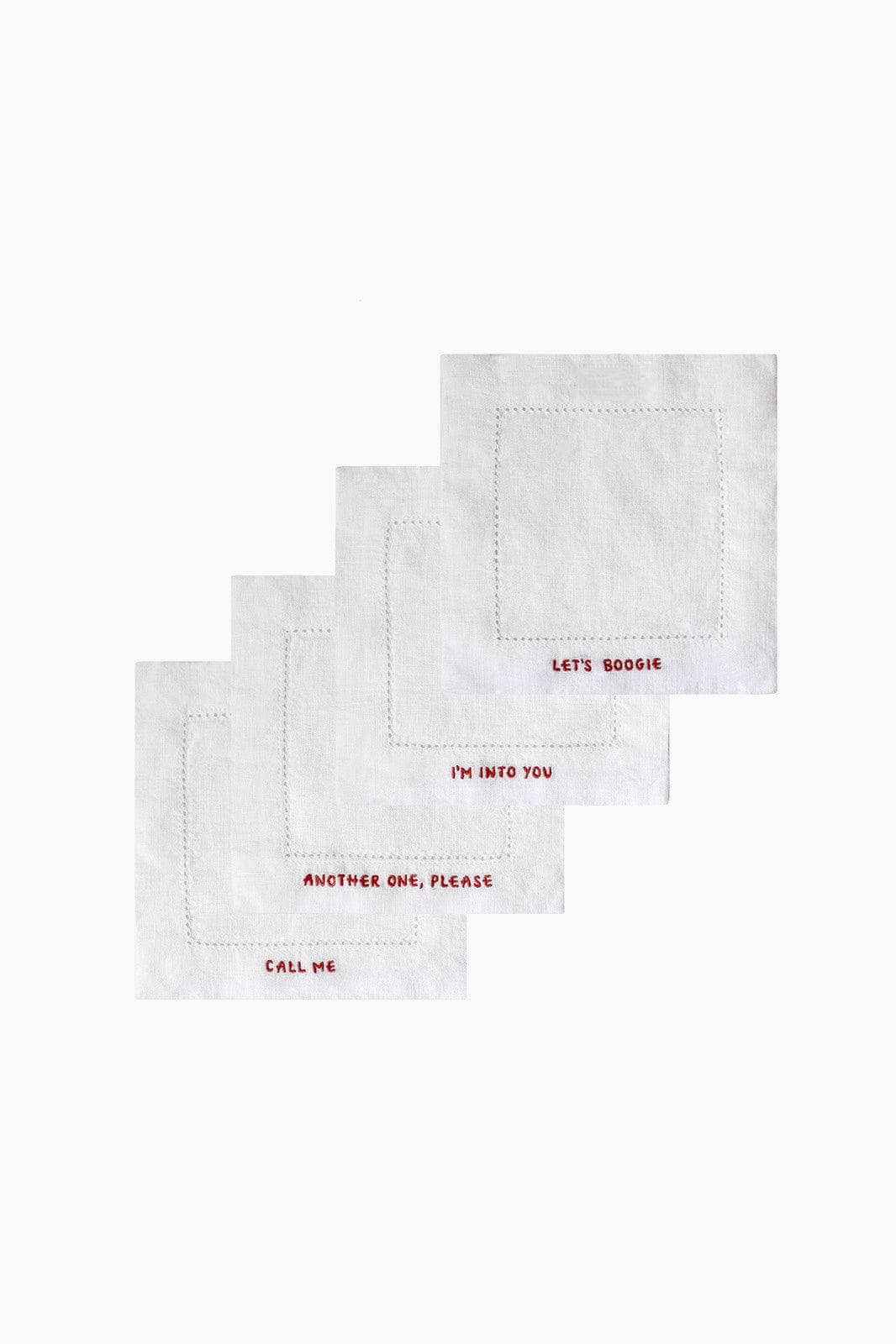 Gratitude Hemstitched Cocktail Linen Napkins - Set of 4