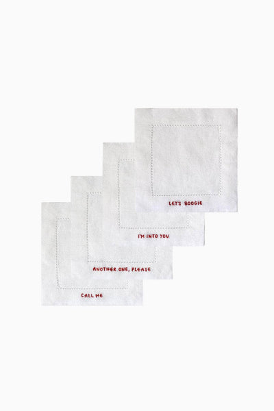 Gratitude Hemstitched Cocktail Linen Napkins - Set of 4