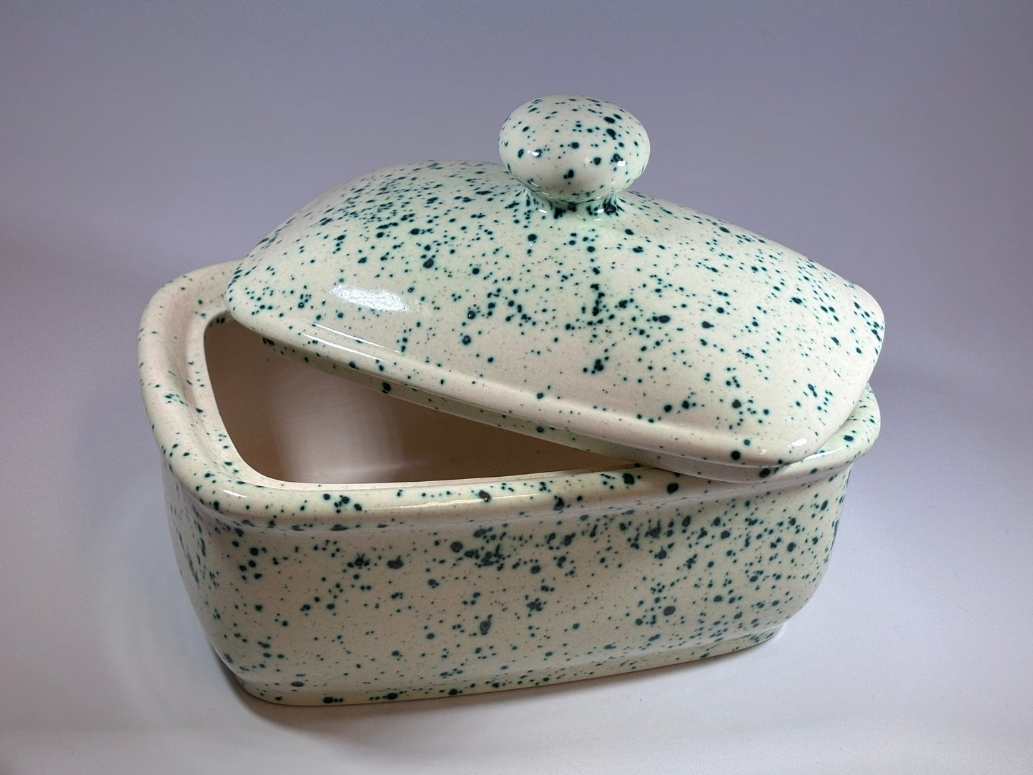 Butter Dish with Lid - Speckled Green Glaze