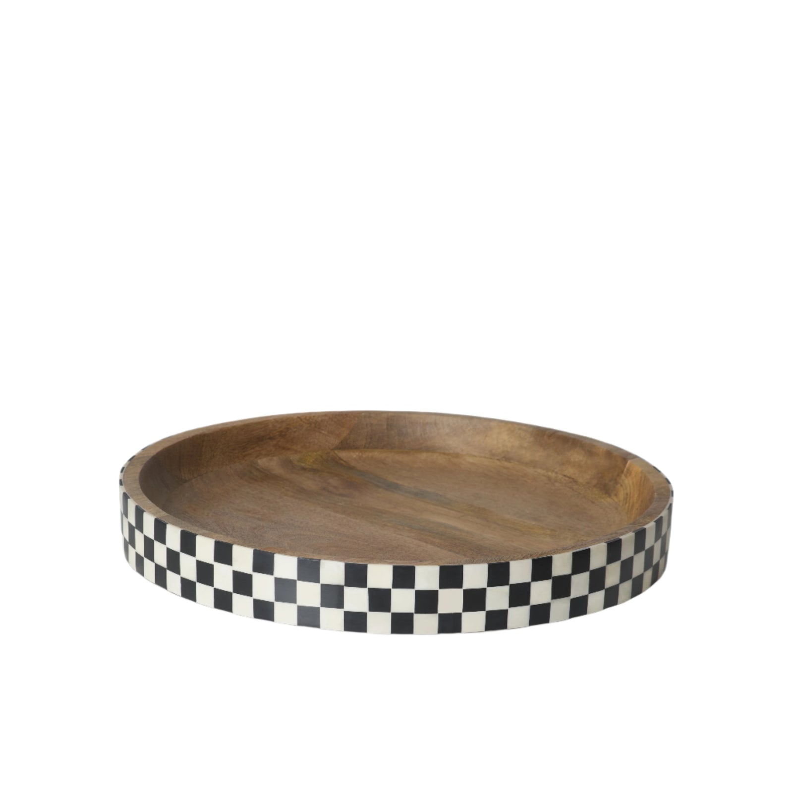Round Inlay Tray | Ebony Black | Chequered