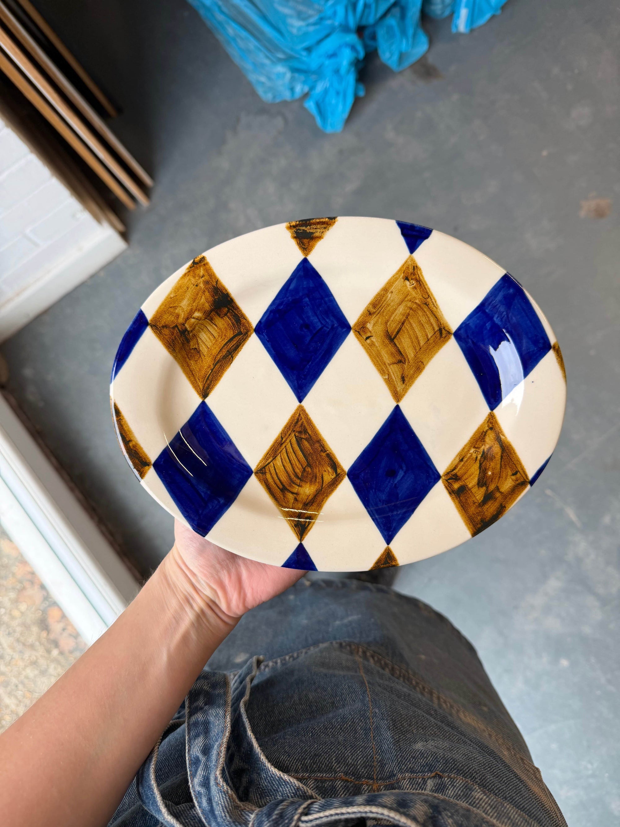 Circus Platter - Blue and Honey - Small