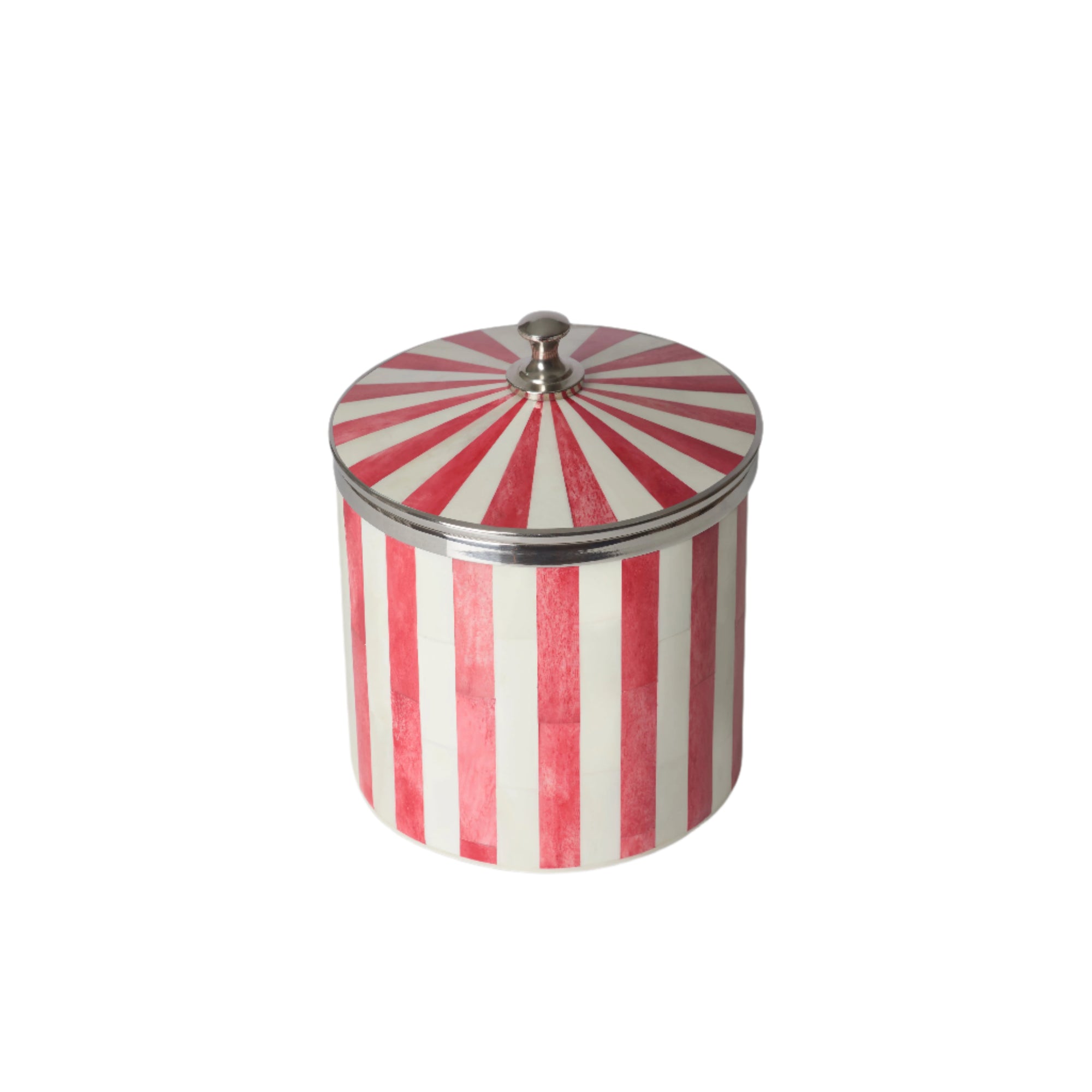 Bone Inlay Ice Bucket | Red & White | Striped